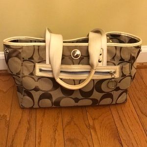 Tan and brown Coach bag